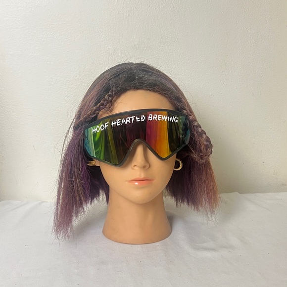 Unisex Density Wraparound Shield Mirrored Sunglasses, “Hoof Hearted Brewing” - Picture 8 of 16